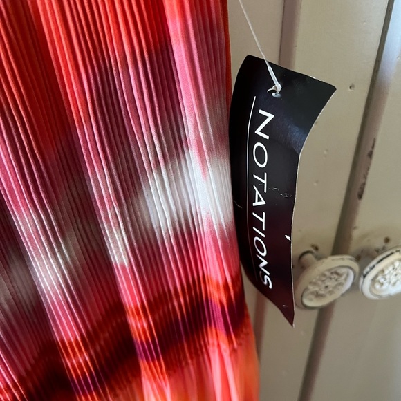 Notations Pink and Red Pleated Maxi Skirt - Picture 5 of 9